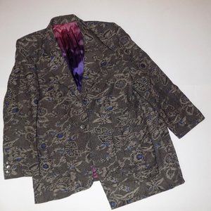 AURA Ladies Vintage Wool Blend Suit Women's Size 10/12? Black Blue Paisley Print